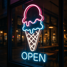 Load image into Gallery viewer, Ice Cream Neon Sign, Ice Cream open Led Sign Summer vibes neon sign, Frozen delights neon sign
