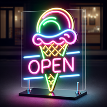 Load image into Gallery viewer, Ice Cream Neon Sign, Ice Cream open Led Sign Summer vibes neon sign, Frozen delights neon sign
