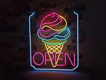 Load image into Gallery viewer, Ice Cream Neon Sign, Ice Cream open Led Sign vibes neon sign, Frozen delights neon sign
