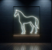 Load image into Gallery viewer, Neon horse sign, Horse silhouette neon sign, Neon horse wall decor, Horse shaped neon light, Neon horse sculpture, Horse neon art
