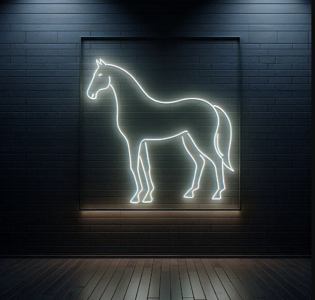 Neon horse sign, Horse silhouette neon sign, Neon horse wall decor, Horse shaped neon light, Neon horse sculpture, Horse neon art