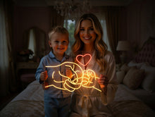 Load image into Gallery viewer, Father's day neon sign, Parent and Child Holding Hands Neon Sign, Dad child hand neon sign
