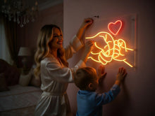 Load image into Gallery viewer, Father's day neon sign, Parent and Child Holding Hands Neon Sign, Dad child hand neon sign

