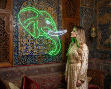 Load image into Gallery viewer, Elephant neon sign, Elephant head-shaped neon light, Lighted elephant face sign, Mammoth neon sign, Tusked animal neon sign, Giant herbivore
