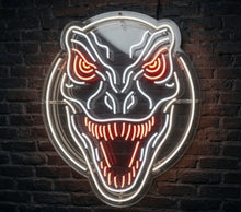 Load image into Gallery viewer, T Rex Head neon sign, Tyrannosaurus Skull neon sign, Jurassic Dinosaur neon sign
