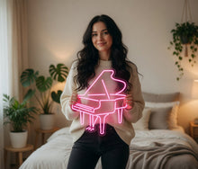 Load image into Gallery viewer, Piano Neon sign – Grand Piano Silhouette &amp; Musical Keys | Classical Instrument Performance sign
