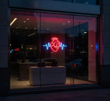 Load image into Gallery viewer, Human heart with pulse neon sign
