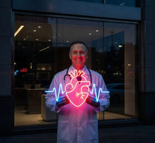 Load image into Gallery viewer, Human heart with pulse neon sign
