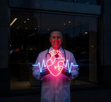 Load image into Gallery viewer, Human heart with pulse neon sign
