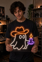 Load image into Gallery viewer, Cute Ghost Neon Sign, Ghost With Candle Neon Sign, Kawaii Ghost Neon Sign Orange
