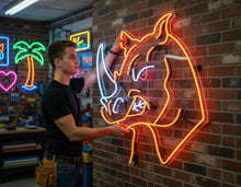 Load image into Gallery viewer, Rhino Neon Sign – Fierce Glow LED Accent | Custom Neon Artwork For Safari-Inspired Spaces
