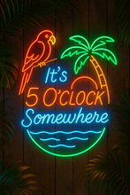 Load image into Gallery viewer, It's 5 O'clock Somewhere Neon Sign, Sea Palm Neon Sign, Pool Bar Neon Sign Multicolor
