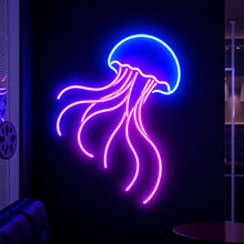 Load image into Gallery viewer, Jellyfish Neon Sign, Sea medusa neon sign, Floating tentacle neon sign
