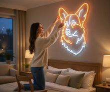 Load image into Gallery viewer, Welsh Corgi neon sign, Corgi Silhouette neon sign, Cute Corgi neon sign

