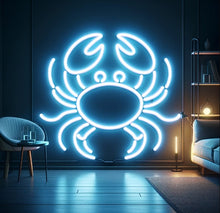 Load image into Gallery viewer, Neon crab sign, Crab-shaped neon sign, Neon crustacean sign, Crab neon light, Neon crab decoration, Crab neon art, Crab neon sculpture
