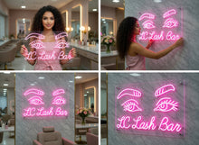 Load image into Gallery viewer, Eyelashes Neon Sign, Beauty Salon neon Sign, Custom Neon Sign, Wall Decor, Girl Face &amp; Eyebrows, Decoration in a beauty salon, wall decor
