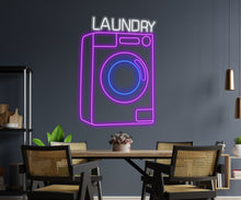 Load image into Gallery viewer, Laundry machine neon sign, Laundry appliance neon sign, Laundry device neon sign, Laundry automaton neon sign, Fabric washer led light
