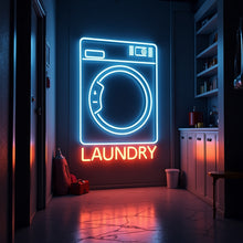 Load image into Gallery viewer, Laundry machine neon sign, Laundry appliance neon sign, Laundry device neon sign, Laundry automaton neon sign, Fabric washer led light
