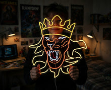 Load image into Gallery viewer, Lion King Neon Sign, Crowned Lion Neon Sign, Royal Lion Head Neon Sign
