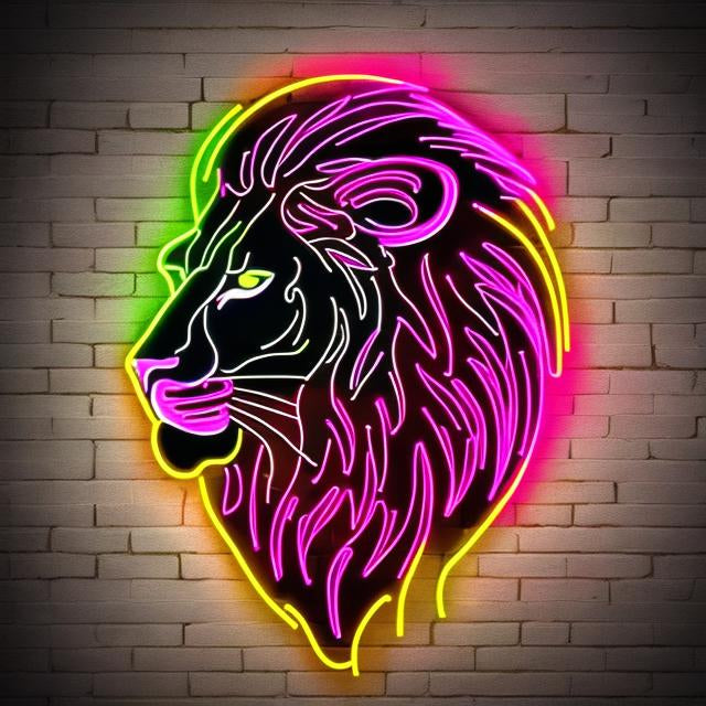 Lion neon sign, lion led light