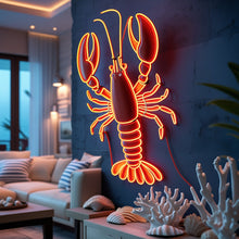 Load image into Gallery viewer, Red Lobster Neon Sign, coastal lobster neon sign, lobster claw neon sign, marine lobster neon sign

