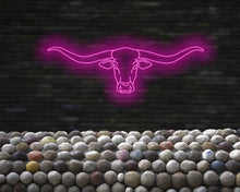 Load image into Gallery viewer, Bull head neon sign, Cowboy neon light, Rodeo neon sign, Western-themed neon art, Distinctive animal head neon sign, Custom bull skull light
