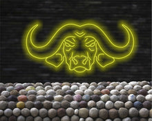 Load image into Gallery viewer, Buffalo bull neon sign, rodeo neon sign, cow neon sign, buffalo led light, Cattle neon decor, Bison neon sign, ox neon sign, Wild ox sign
