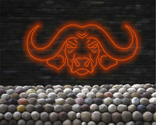 Load image into Gallery viewer, Buffalo bull neon sign, rodeo neon sign, cow neon sign, buffalo led light, Cattle neon decor, Bison neon sign, ox neon sign, Wild ox sign

