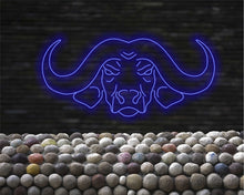 Load image into Gallery viewer, Buffalo bull neon sign, rodeo neon sign, cow neon sign, buffalo led light, Cattle neon decor, Bison neon sign, ox neon sign, Wild ox sign
