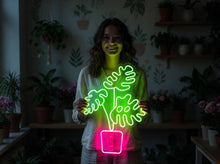 Load image into Gallery viewer, Monstera Plant Neon Sign, Tropical Leaf Neon Sign, Potted Plant Neon Sign
