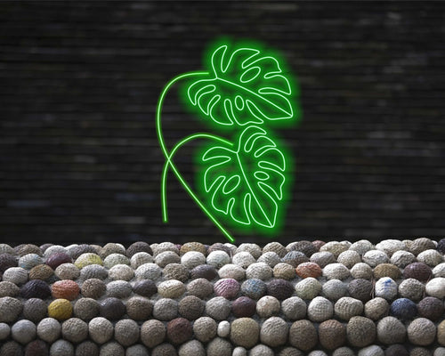 Monstera leaf neon sign, monstera flower neon sign,