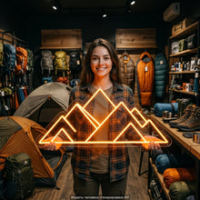 Load image into Gallery viewer, Mountain neon sign, Rising sun neon sign, Mountain peak neon sign
