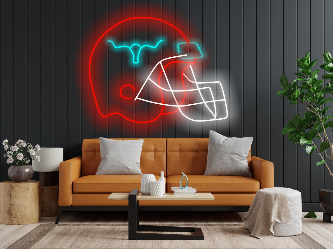Football Helmet Neon Sign, American football neon sign, Sports bar football helmet sign, Football fan neon, Custom football helmet neon