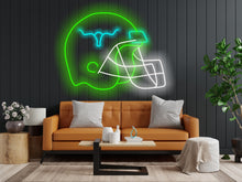 Load image into Gallery viewer, Football Helmet Neon Sign, American football neon sign, Sports bar football helmet sign, Football fan neon, Custom football helmet neon
