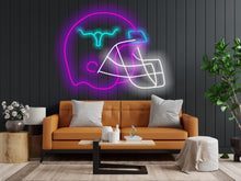 Load image into Gallery viewer, Football Helmet Neon Sign, American football neon sign, Sports bar football helmet sign, Football fan neon, Custom football helmet neon
