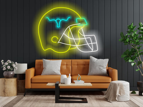 Football Helmet Neon Sign, American football neon sign, Sports bar football helmet sign