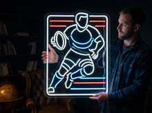 Load image into Gallery viewer, Rugby Player Neon Sign, Running Athlete Neon Sign, Rugger with Ball Neon Sign
