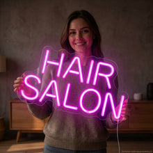 Load image into Gallery viewer, Hair Salon Neon Sign, Hair Studio Neon Sign, Beauty Salon Neon Sign Purple
