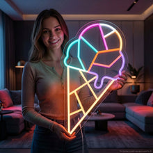 Load image into Gallery viewer, Cubist Ice Cream Neon Sign, Geometric Ice Cream Neon Sign, Ice Cream Neon Sign Multicolor

