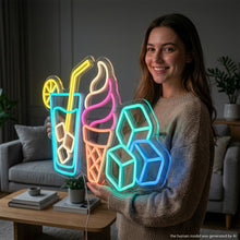 Load image into Gallery viewer, Ice Cream Lemonade Neon Sign, Lemonade Glass Neon Sign, Ice Cream Neon Sign
