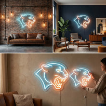 Load image into Gallery viewer, Panther Snarl Neon Sign, Angry feline neon sign, Growling wildcat neon sign
