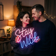 Load image into Gallery viewer, Stay Wild Neon Sign, Free Spirit Neon Sign, Wilderness Quote Neon Sign

