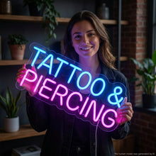 Load image into Gallery viewer, Tattoo Piercing Neon Sign, Tattoo Studio Neon Sign, Piercing Studio Neon Sign Multicolor
