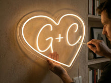 Load image into Gallery viewer, Custom heart initials wedding neon sign - LED neon sign, wedding neon sign
