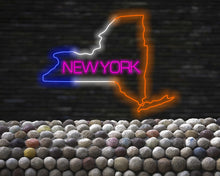 Load image into Gallery viewer, New York Neon Sign, US map neon sign, New York map neon sign, Neon New York State Map neon sign, neon sign of the U.S. state, neon signdecor
