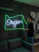 Load image into Gallery viewer, Oregon map Neon Sign – Coastal Glow LED Accent | Custom Neon Artwork For Modern Northwest Spaces
