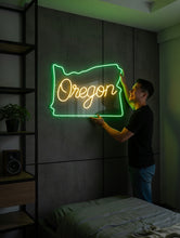 Load image into Gallery viewer, Oregon map Neon Sign – Coastal Glow LED Accent | Custom Neon Artwork For Modern Northwest Spaces
