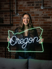 Load image into Gallery viewer, Oregon map Neon Sign – Coastal Glow LED Accent | Custom Neon Artwork For Modern Northwest Spaces
