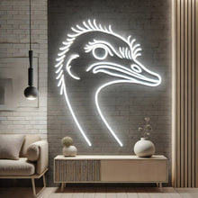 Load image into Gallery viewer, Ostrich Head Neon Sign, Ostrich face neon sign, Safari bird neon sign
