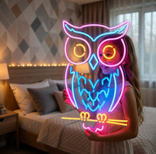 Load image into Gallery viewer, Owl neon sign, Great Horned Owl neon sign, Owl Silhouette neon sign
